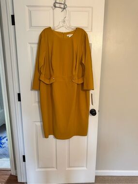 London Times Mustard Yellow Sheath Dress